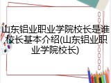 山东铝业职业学院校长是谁,校长基本介绍(山东铝业职业学院校长)