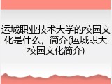 运城职业技术大学的校园文化是什么，简介(运城职大校园文化简介)