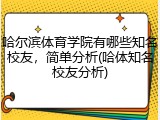 哈尔滨体育学院有哪些知名校友，简单分析(哈体知名校友分析)