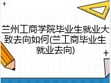 兰州工商学院毕业生就业大致去向如何(兰工商毕业生就业去向)