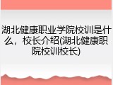 湖北健康职业学院校训是什么，校长介绍(湖北健康职院校训校长)