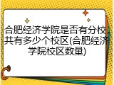 合肥经济学院是否有分校，共有多少个校区(合肥经济学院校区数量)