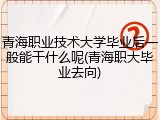 青海职业技术大学毕业后一般能干什么呢(青海职大毕业去向)