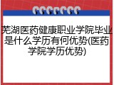 芜湖医药健康职业学院毕业是什么学历有何优势(医药学院学历优势)