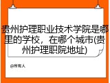 贵州护理职业技术学院是哪里的学校，在哪个城市(贵州护理职院地址)