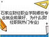 石家庄财经职业学院哪些专业就业前景好，为什么(财经职院热门专业)