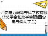 西安电力高等专科学校有哪些奖学金和助学金呢(西安电专奖助学金)