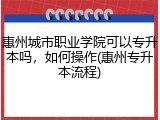 惠州城市职业学院可以专升本吗，如何操作(惠州专升本流程)