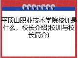 平顶山职业技术学院校训是什么，校长介绍(校训与校长简介)