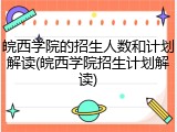 皖西学院的招生人数和计划解读(皖西学院招生计划解读)