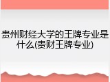 贵州财经大学的王牌专业是什么(贵财王牌专业)