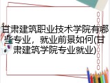 甘肃建筑职业技术学院有哪些专业，就业前景如何(甘肃建筑学院专业就业)