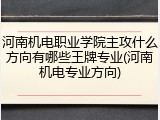 河南机电职业学院主攻什么方向有哪些王牌专业(河南机电专业方向)
