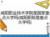 咸阳职业技术学院是国家重点大学吗(咸阳职院是重点大学吗)