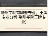荆州学院有哪些专业,王牌专业分析(荆州学院王牌专业)