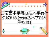 云南艺术学院办理入学有什么攻略没(云南艺术学院入学攻略)