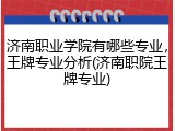 济南职业学院有哪些专业，王牌专业分析(济南职院王牌专业)
