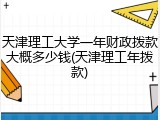 天津理工大学一年财政拨款大概多少钱(天津理工年拨款)