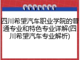 四川希望汽车职业学院的普通专业和特色专业详解(四川希望汽车专业解析)