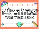 电子科技大学成都学院有哪些专业，就业前景如何(成电成都学院专业就业)