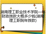 湖南理工职业技术学院一年财政拨款大概多少钱(湖南理工职院年拨款)
