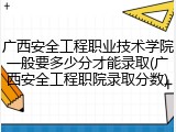 广西安全工程职业技术学院一般要多少分才能录取(广西安全工程职院录取分数)