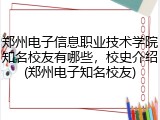 郑州电子信息职业技术学院知名校友有哪些，校史介绍(郑州电子知名校友)