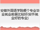 安徽外国语学院哪个专业毕业就业前景比较好(安外就业好的专业)