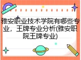 雅安职业技术学院有哪些专业，王牌专业分析(雅安职院王牌专业)