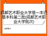 成都艺术职业大学是一本还是本科第二批(成都艺术职业大学批次)