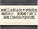 湖南工业职业技术学院招生编码多少，隶属哪个部门(湖南工院招生代码归属)