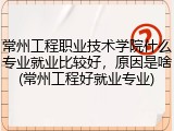 常州工程职业技术学院什么专业就业比较好，原因是啥(常州工程好就业专业)