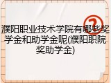 濮阳职业技术学院有哪些奖学金和助学金呢(濮阳职院奖助学金)