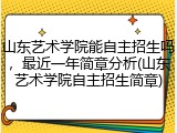 山东艺术学院能自主招生吗，最近一年简章分析(山东艺术学院自主招生简章)