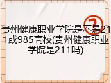贵州健康职业学院是不是211或985高校(贵州健康职业学院是211吗)