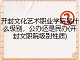 开封文化艺术职业学院是什么级别，公办还是民办(开封文职院级别性质)