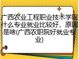 广西农业工程职业技术学院什么专业就业比较好，原因是啥(广西农职院好就业专业)