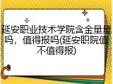 延安职业技术学院含金量量吗，值得报吗(延安职院值不值得报)