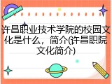 许昌职业技术学院的校园文化是什么,简介(许昌职院文化简介)