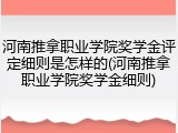 河南推拿职业学院奖学金评定细则是怎样的(河南推拿职业学院奖学金细则)
