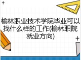 榆林职业技术学院毕业可以找什么样的工作(榆林职院就业方向)