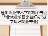 硅湖职业技术学院哪个专业毕业就业前景比较好(硅湖学院好就业专业)