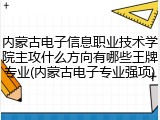内蒙古电子信息职业技术学院主攻什么方向有哪些王牌专业(内蒙古电子专业强项)