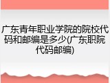 广东青年职业学院的院校代码和邮编是多少(广东职院代码邮编)
