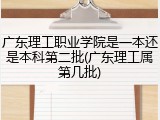 广东理工职业学院是一本还是本科第二批(广东理工属第几批)