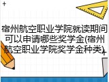 宿州航空职业学院就读期间可以申请哪些奖学金(宿州航空职业学院奖学金种类)