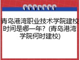 青岛港湾职业技术学院建校时间是哪一年？(青岛港湾学院何时建校)