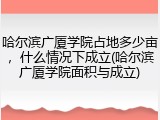 哈尔滨广厦学院占地多少亩，什么情况下成立(哈尔滨广厦学院面积与成立)