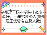 荆州理工职业学院什么专业最好，一年招多少人(荆州理工优势专业及人数)