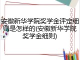 安徽新华学院奖学金评定细则是怎样的(安徽新华学院奖学金细则)
